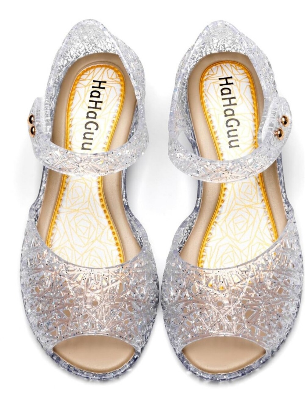 Girls Glitter Jelly Sandals Low Heel Princess Dress Up Party Shoes 6 7 8 9 11 12